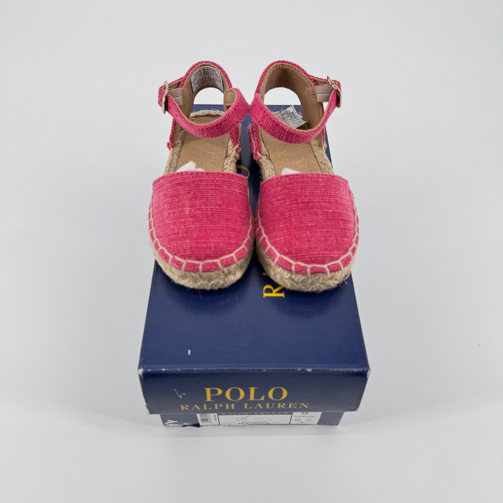 Polo Ralph Lauren Holbrook Fuchsia Pink Espadrille Sandal Toddler Sz 5 RF104214T